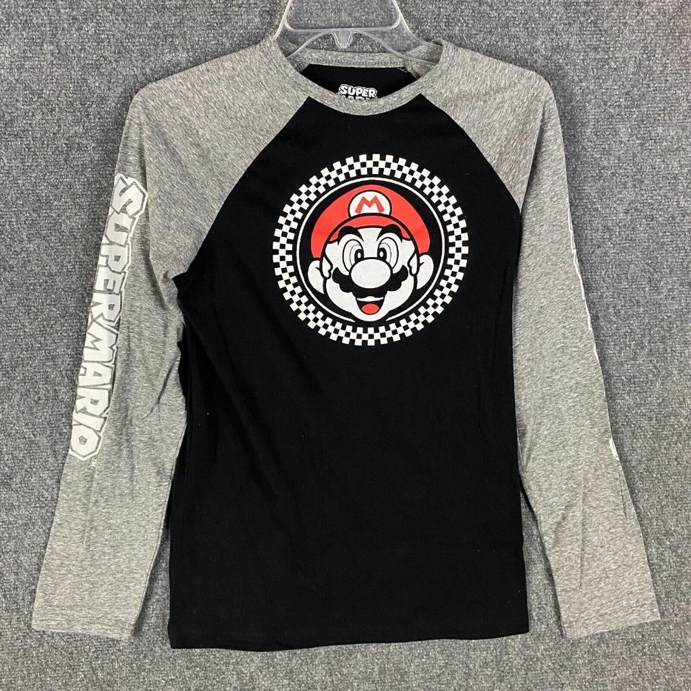Super Mario T-Shirt Boys XL Long Sleeve Cotton Blend Graphic Print